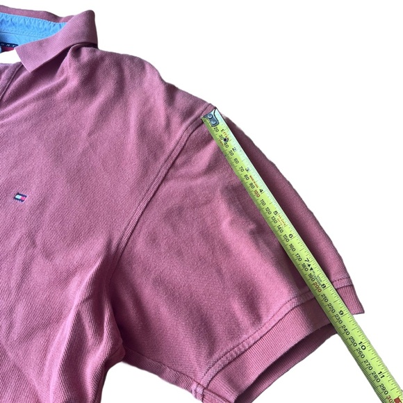 Tommy Hilfiger Salmon Pink Red Polo Shirt Men’s L Y2K Preppy Classic 100% Cotton - Picture 8 of 8